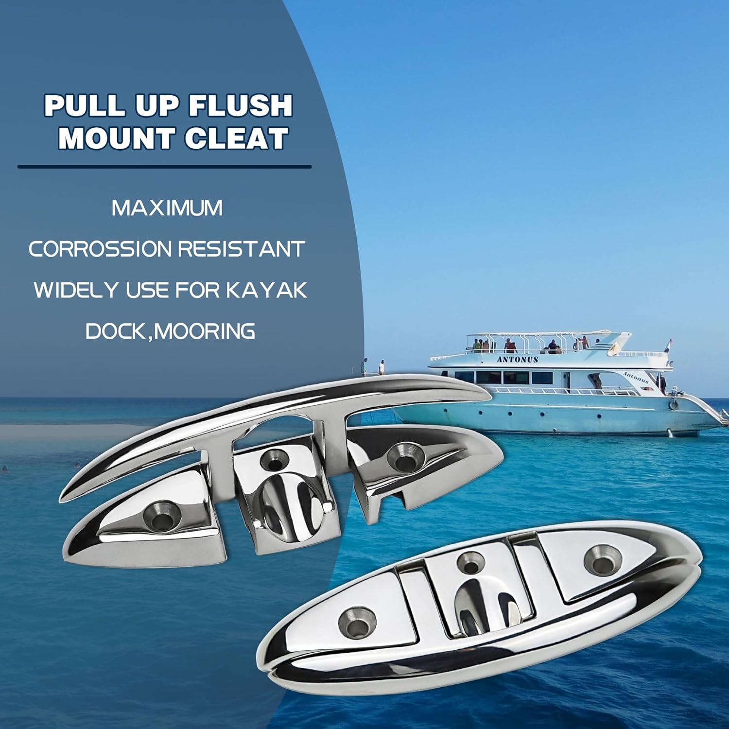 Folding Boat Cleats 5" 6" 316 Stainless Steel Flip up Dock Cleats Marine Grade Rope Cleat for Deck, Yacht with Fasteners