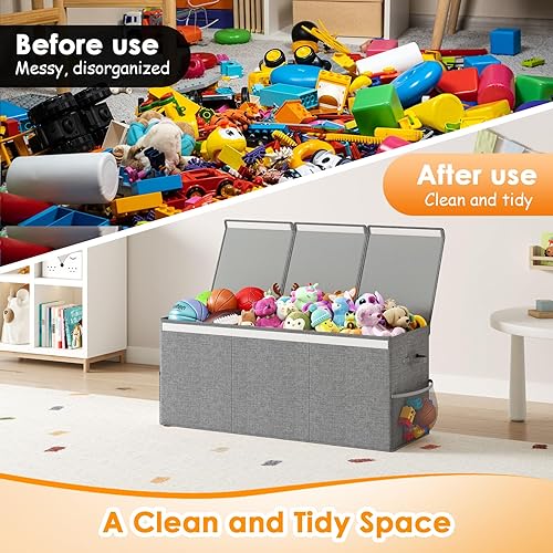 Miniatura 4 de Caja de Juguetes Extra Grande con Tapa, Organizador de Almacenamiento de Juguetes para Niños y Niñas, Cesta Grande de Juguetes Caja de Extra Grande
