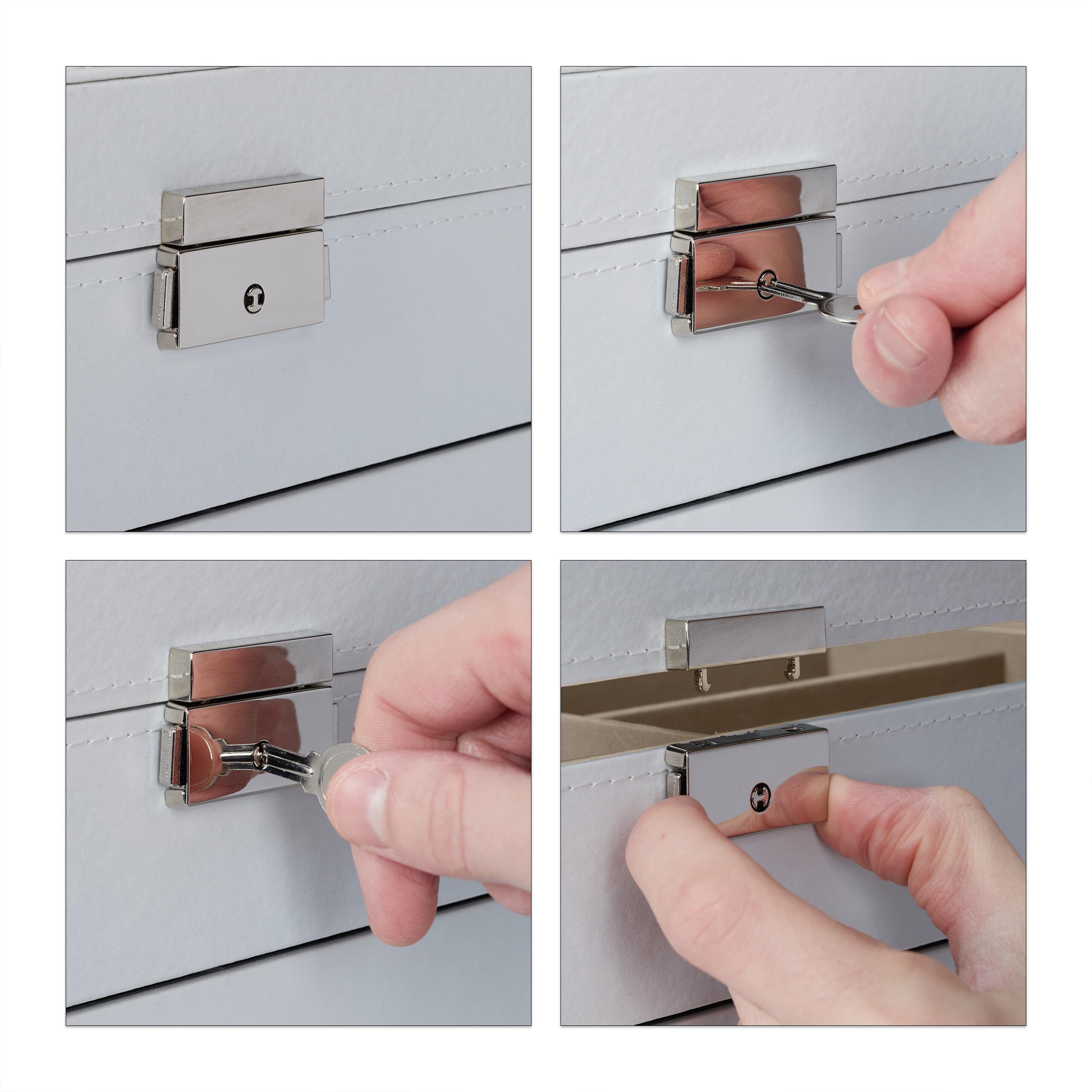 Relaxdays Porta Occhiali Multiplo, Scatola per 18 Paia, Espositore con Cassetti, HxLxP 22,5 x 33,5 x 19 cm, Bianco