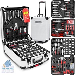 499 Pcs Mechanics Tool Kit with Portable Tool Box | Household Hand Tool Set for Home Repair, Furniture Assembly, Construction Work and General Maintenance