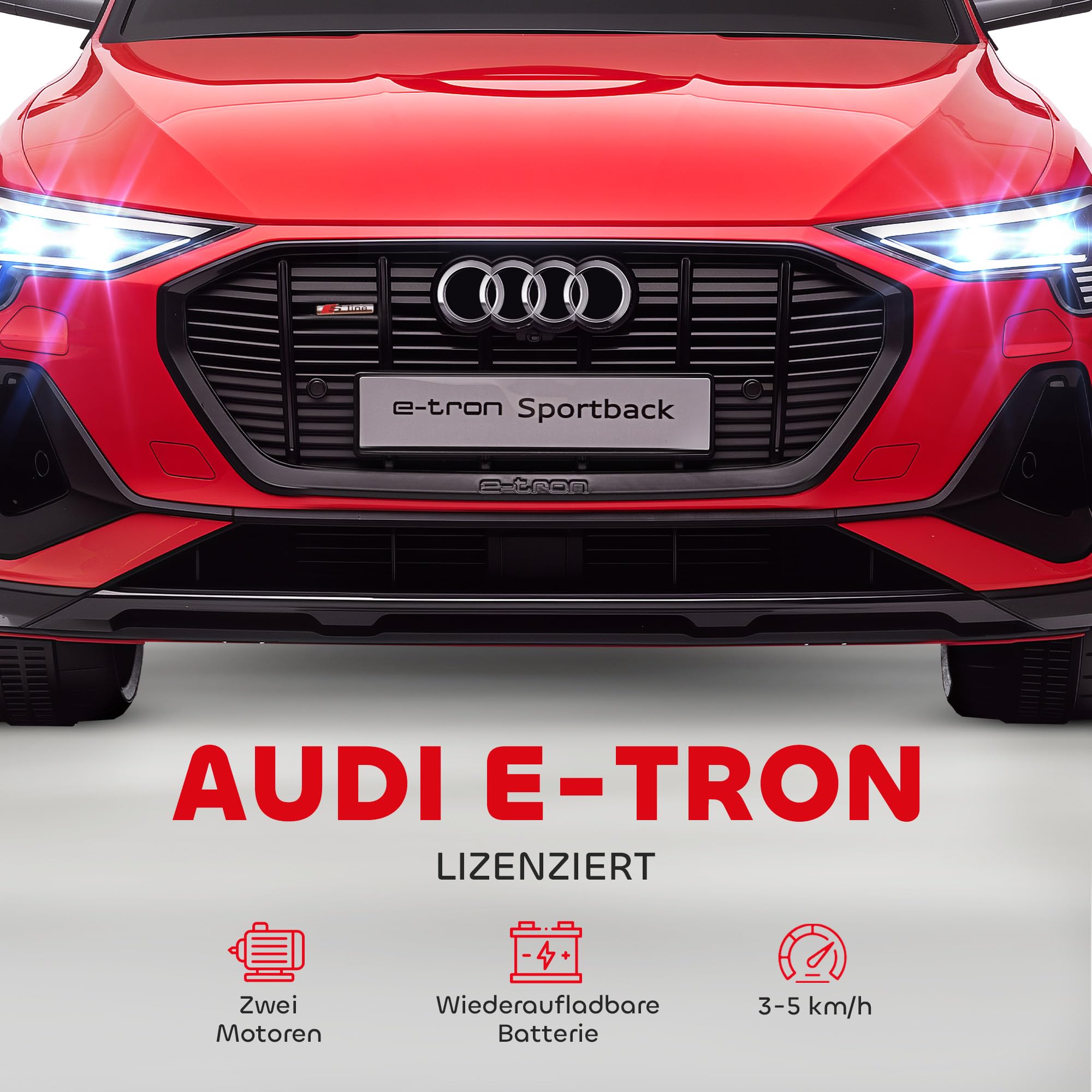 HOMCOM Elektryczne auto 12V Audi E-tron dla dzieci 3-5 lat Czerwone