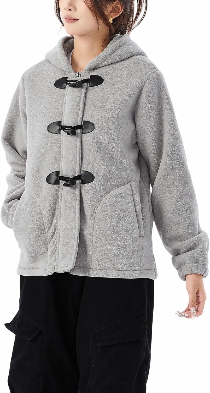 JiangWu Winter Coats for Women Full Zip Polar Fleece Jacket Sherpa Lined Outdoor Warm Coat - Image 4