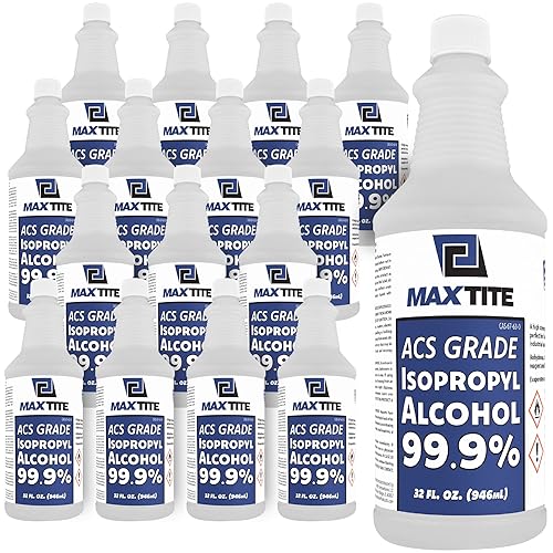 Miniatura 8 de MaxTite 99.9% de alcohol isopropílico ACS grado reactivo (1 galón, 4 paquetes de 32 onzas líquidas)  Reactivo ACS de alta pureza de grado de