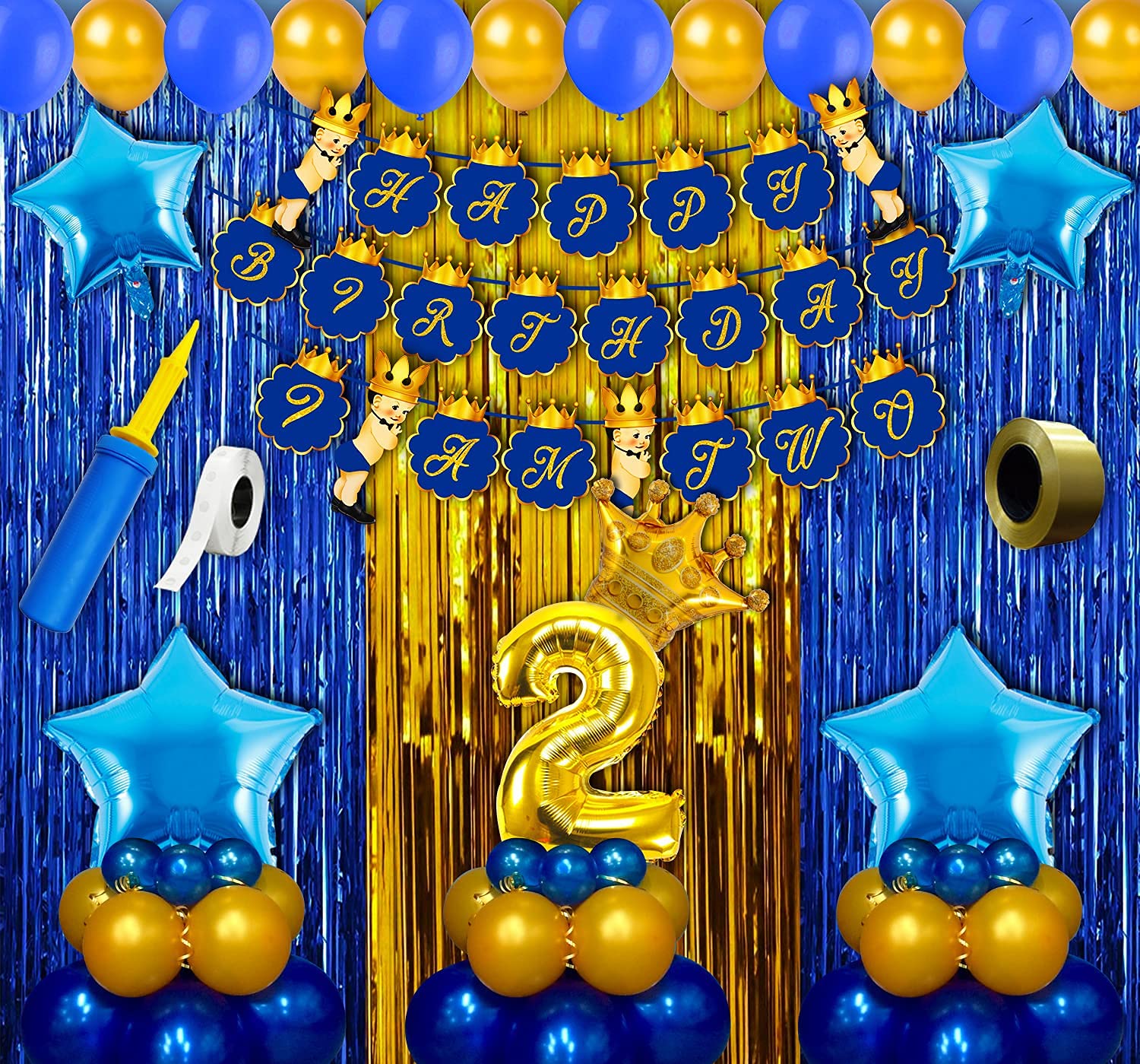 Party Propz Prince Theme 2Nd Birthday Decorations For Baby Boy Combo