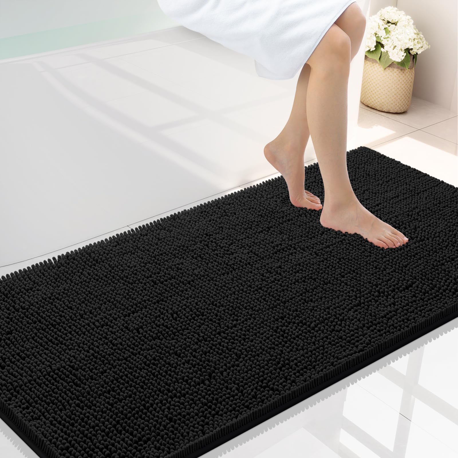 Smiry Bathroom Rugs 44X24, Luxury Chenille Extra Soft Absorbent Bath Mat