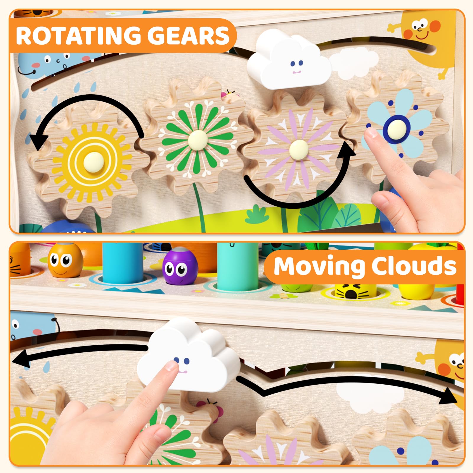 edutree 8 in 1 Wooden Montessori Toys for Toddlers 1 2 3, Xylophone Game for Toddlers 1-3 - Image 4
