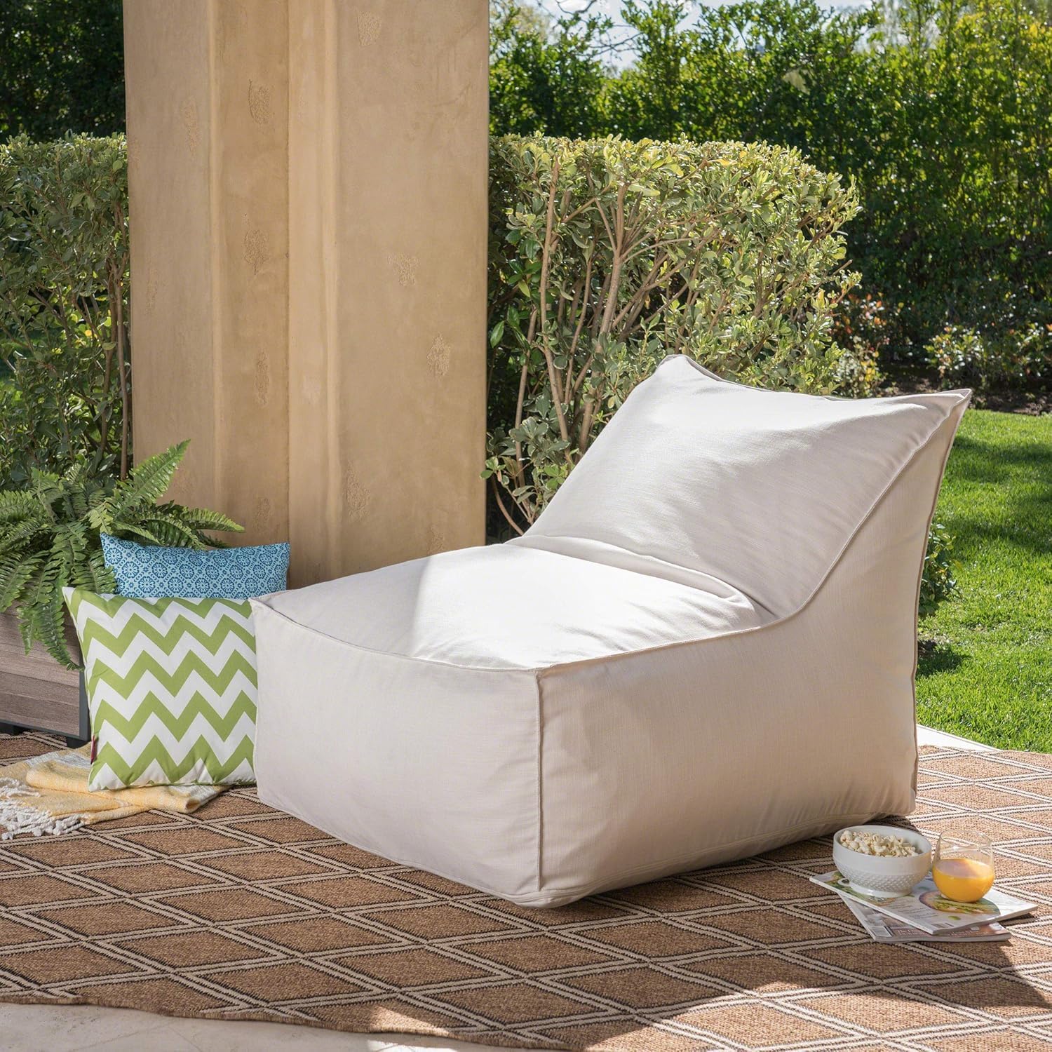 Foamma Bean Bag Lounger, Khaki - Bean Bag Chair for Kids and Adults with Waterproof Fabric, Lounge Seat with High-Density Foam, Ideal for Reading Activities, Patio, Outdoor and Poolside Relaxation
