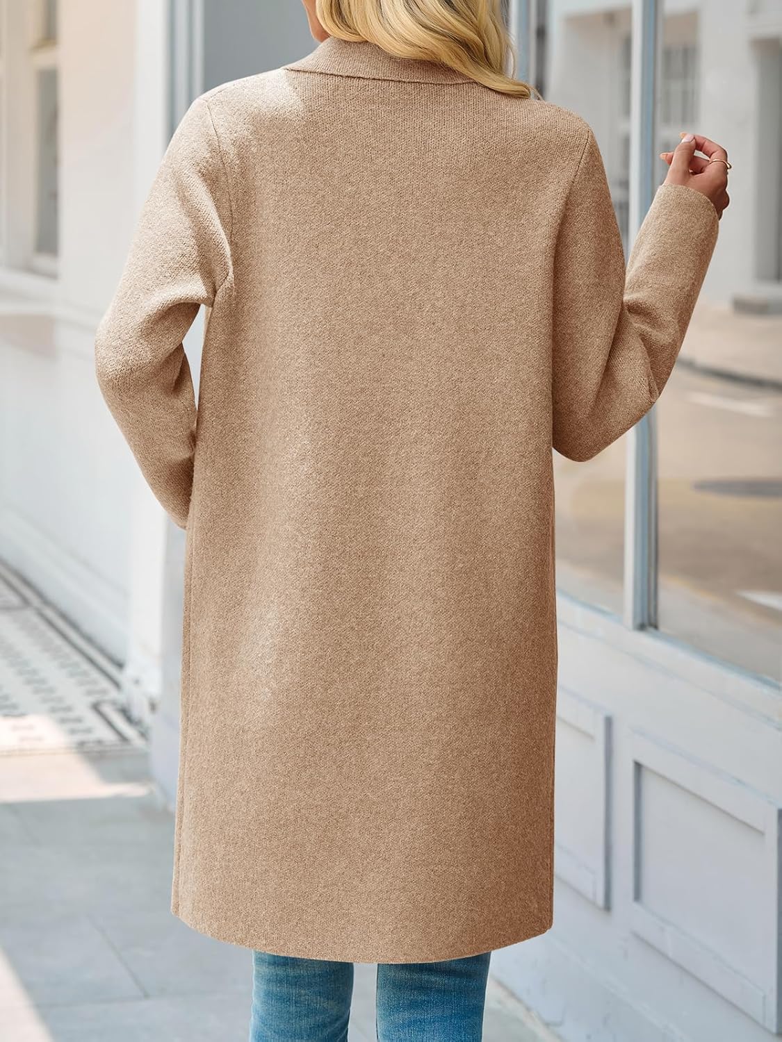 Saodimallsu Womens Long Cardigan Sweaters Open Front Knit Dressy Casual Chunky Lapel Coatigan Fall Sweater Blazer Coats - Image 5