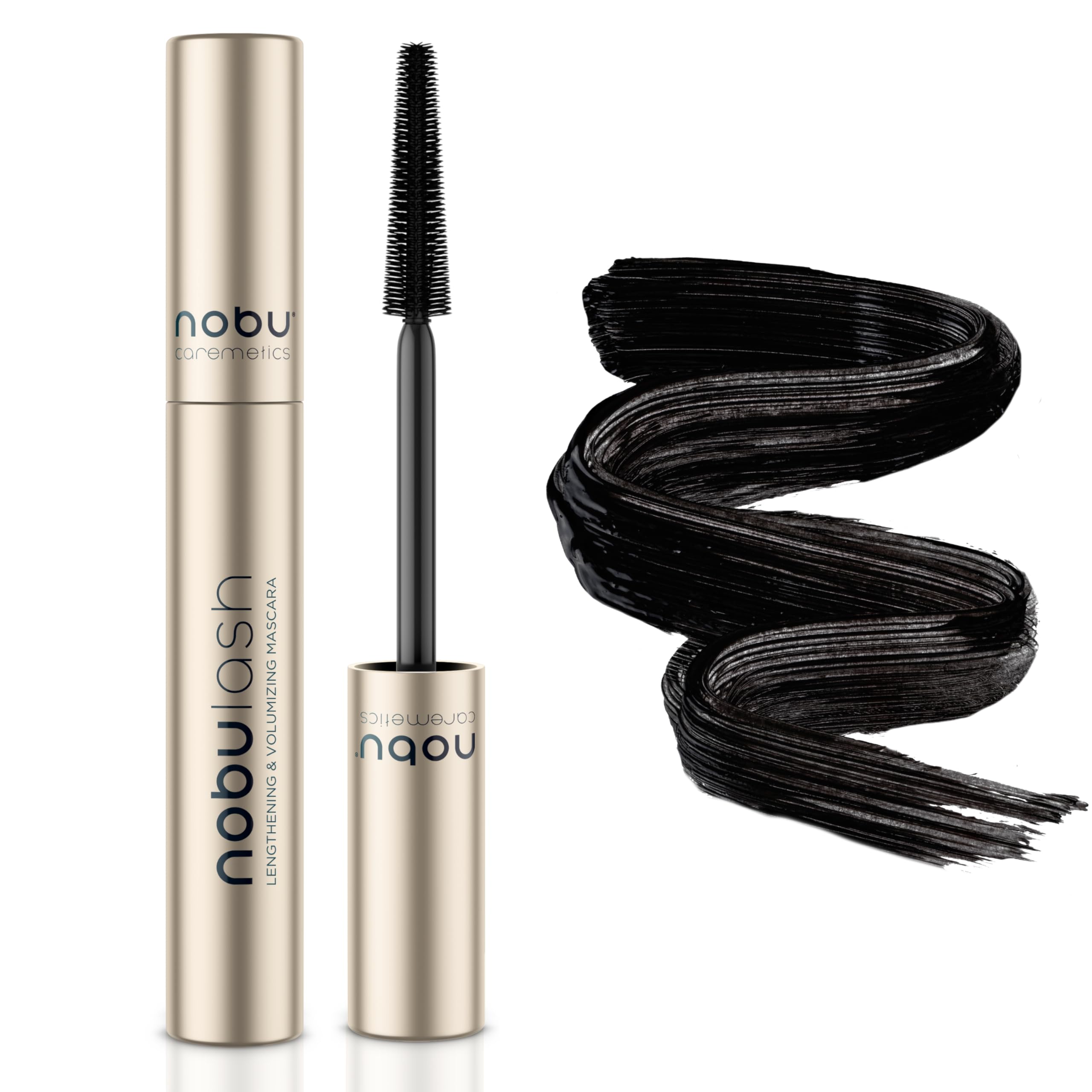 NobuLash Mascara for Older Women - Volumizing & Lengthening, Long-stay, Long-wearing, Hypoallergenic, NO CLUMPS, NO SMUDGES, Vegan, 2-in-1 Formula -