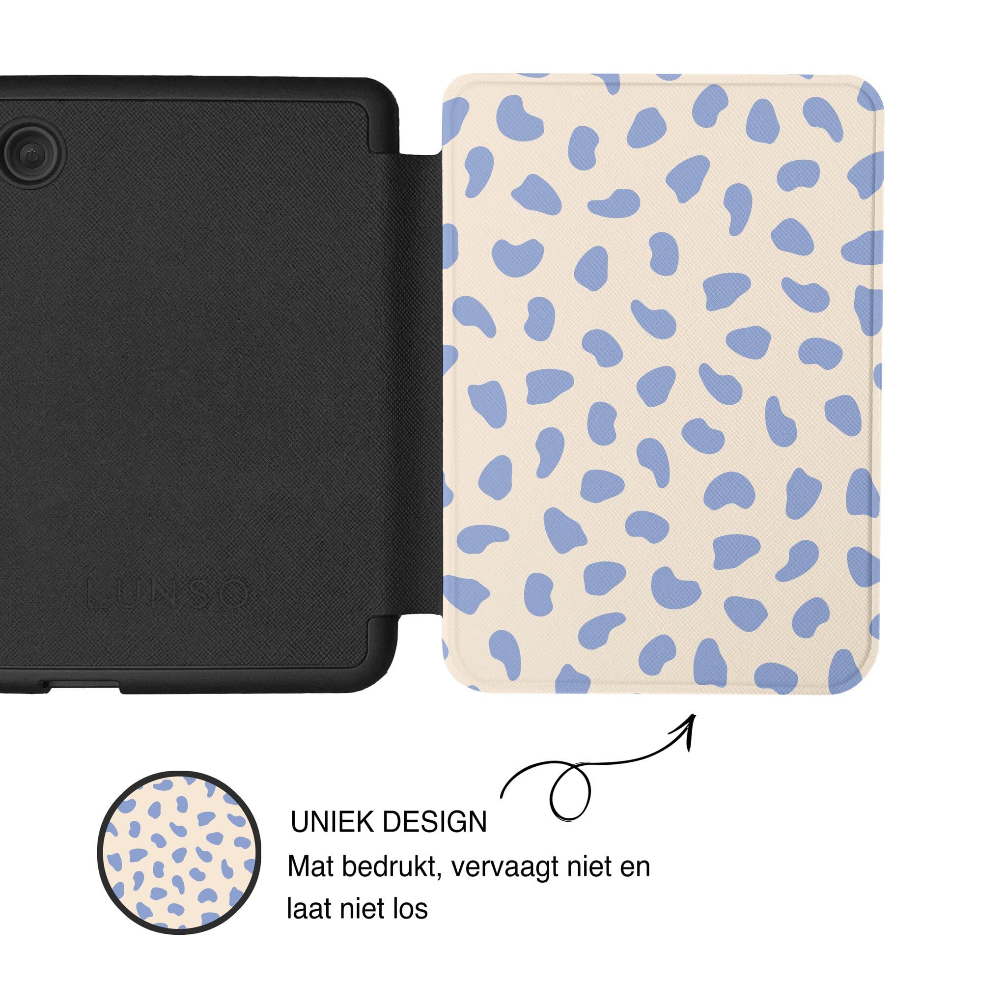 Lunso Passend für Kobo Clara BW/Clara Colour Hülle (6 Zoll) - Vegan Saffiano Leder Sleep Cover - Azure Pebble