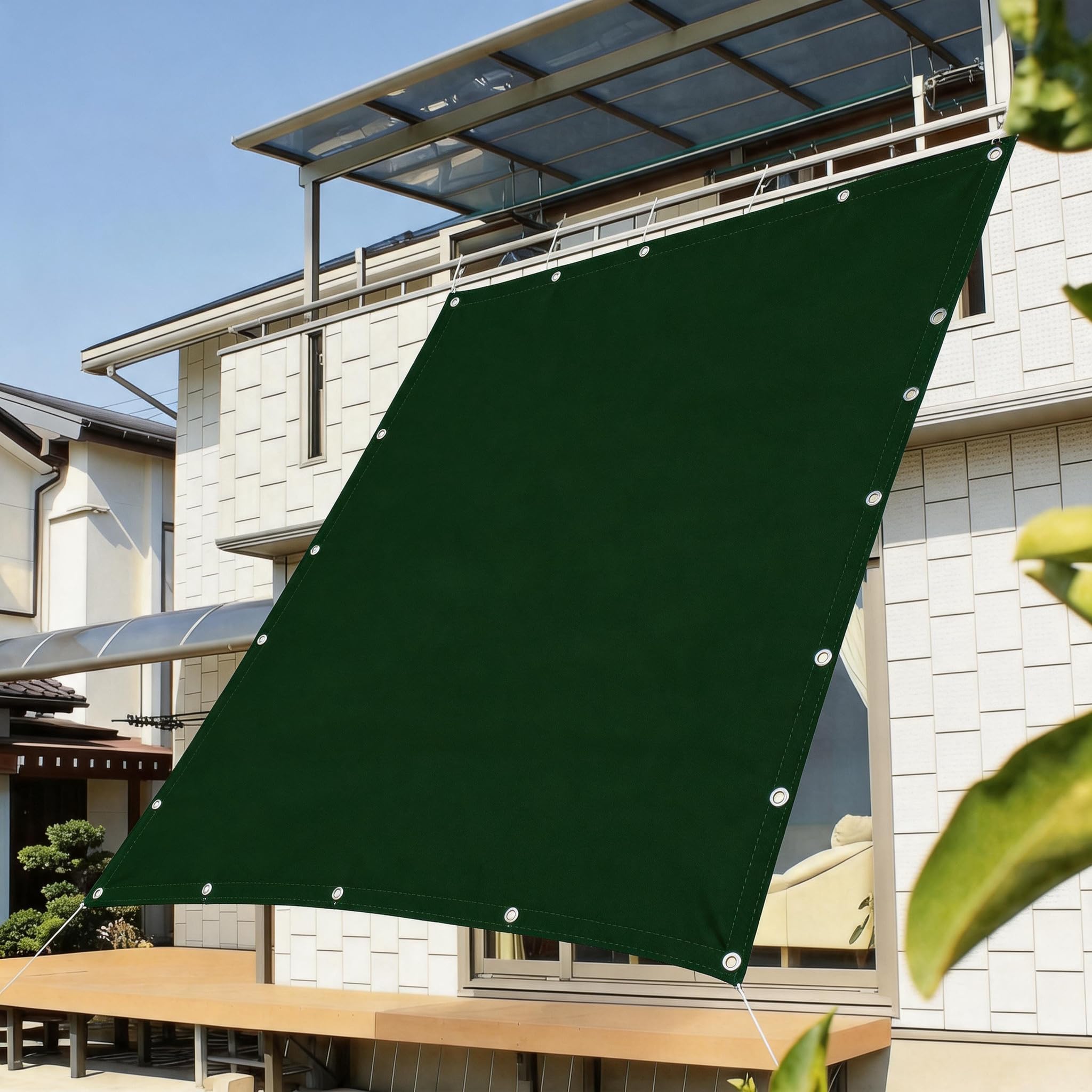 Toile d'ombrage de jardin vert foncé 280x525 cm idéale pour repas sur terrasse ombragée