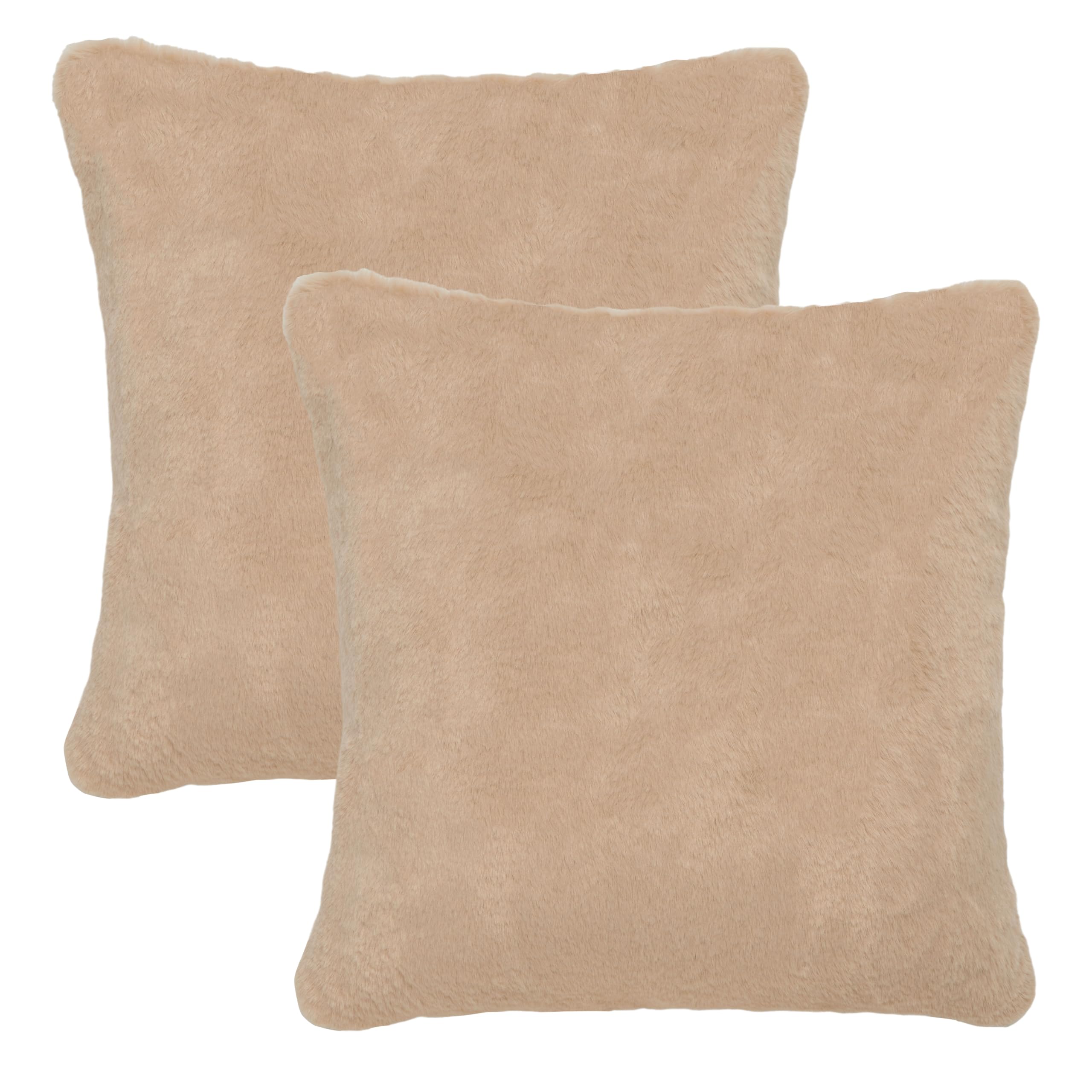 SAFAVIEH Home Collection Flayn Brown Faux Fur 21-inch Square Decorative Accent Throw Pillow with Insert (Set of 2)-image-30