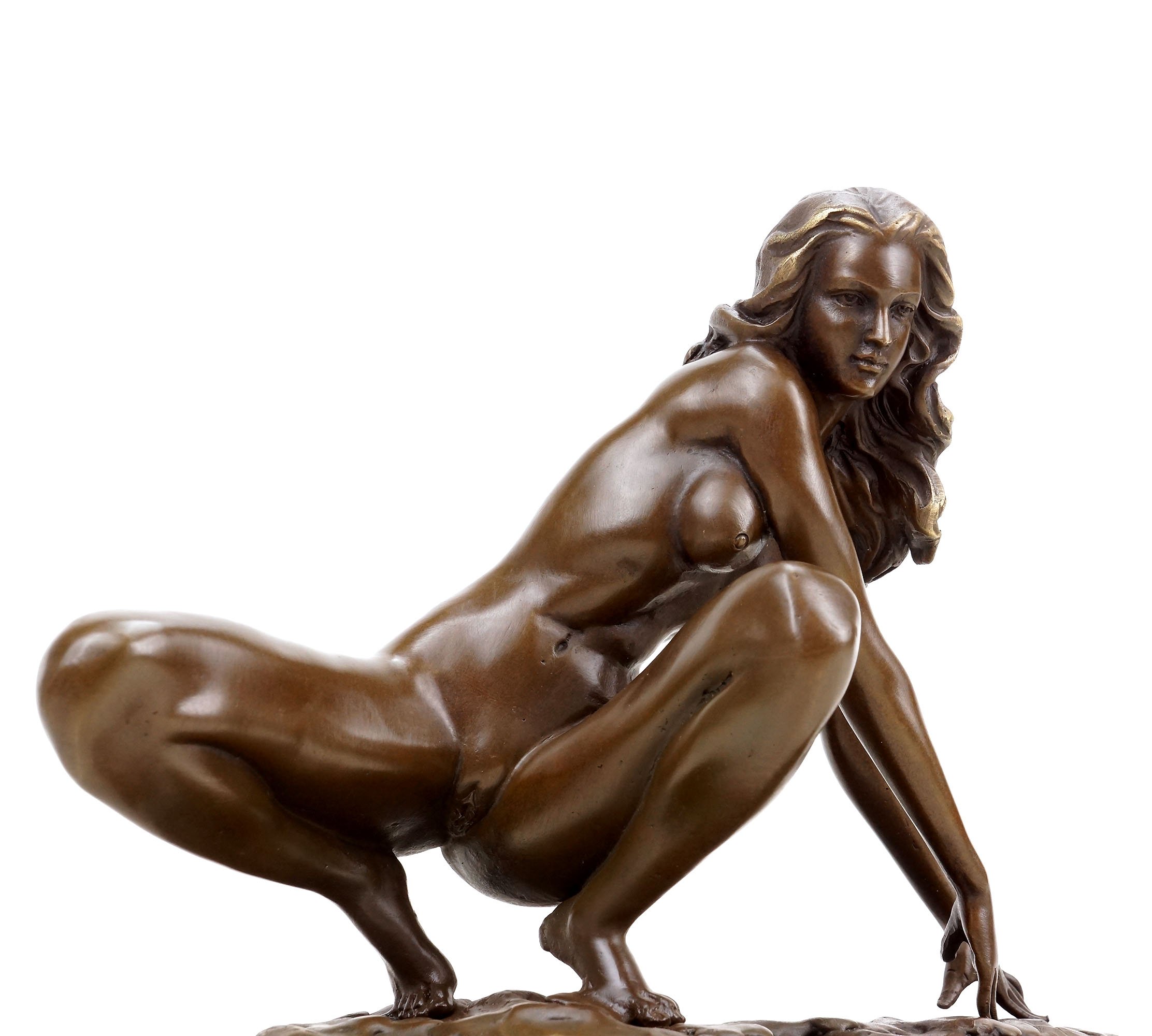 Kunst & Ambiente - Erotik Skulptur - Hockende Amazone - Aktbronze - signiert Césaro - Erotik Akt - Sexy Bronzefigur - Sexy Figuren Kaufen