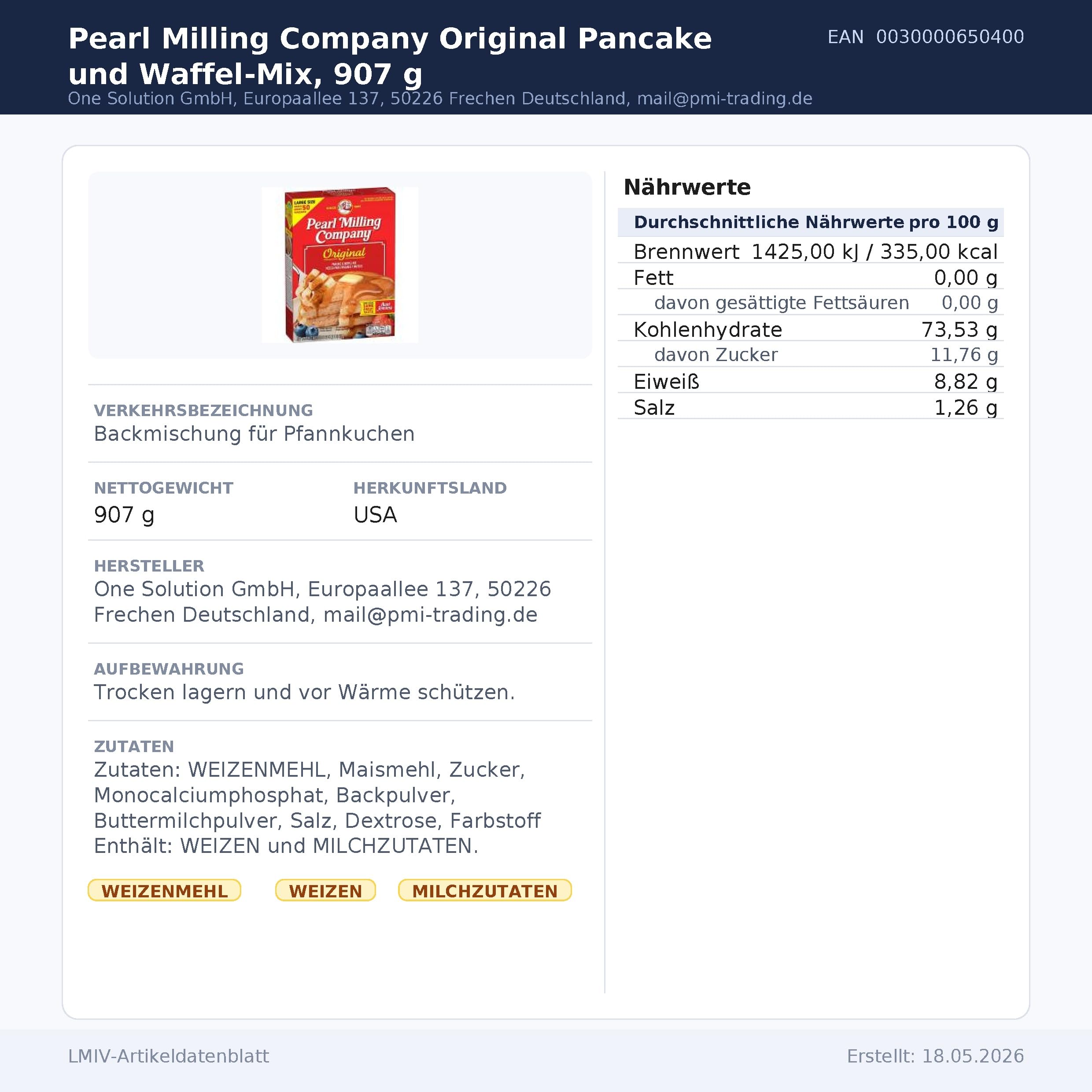 Aunt Jemima - Préparation À Pancake Aunt Jemima Original
