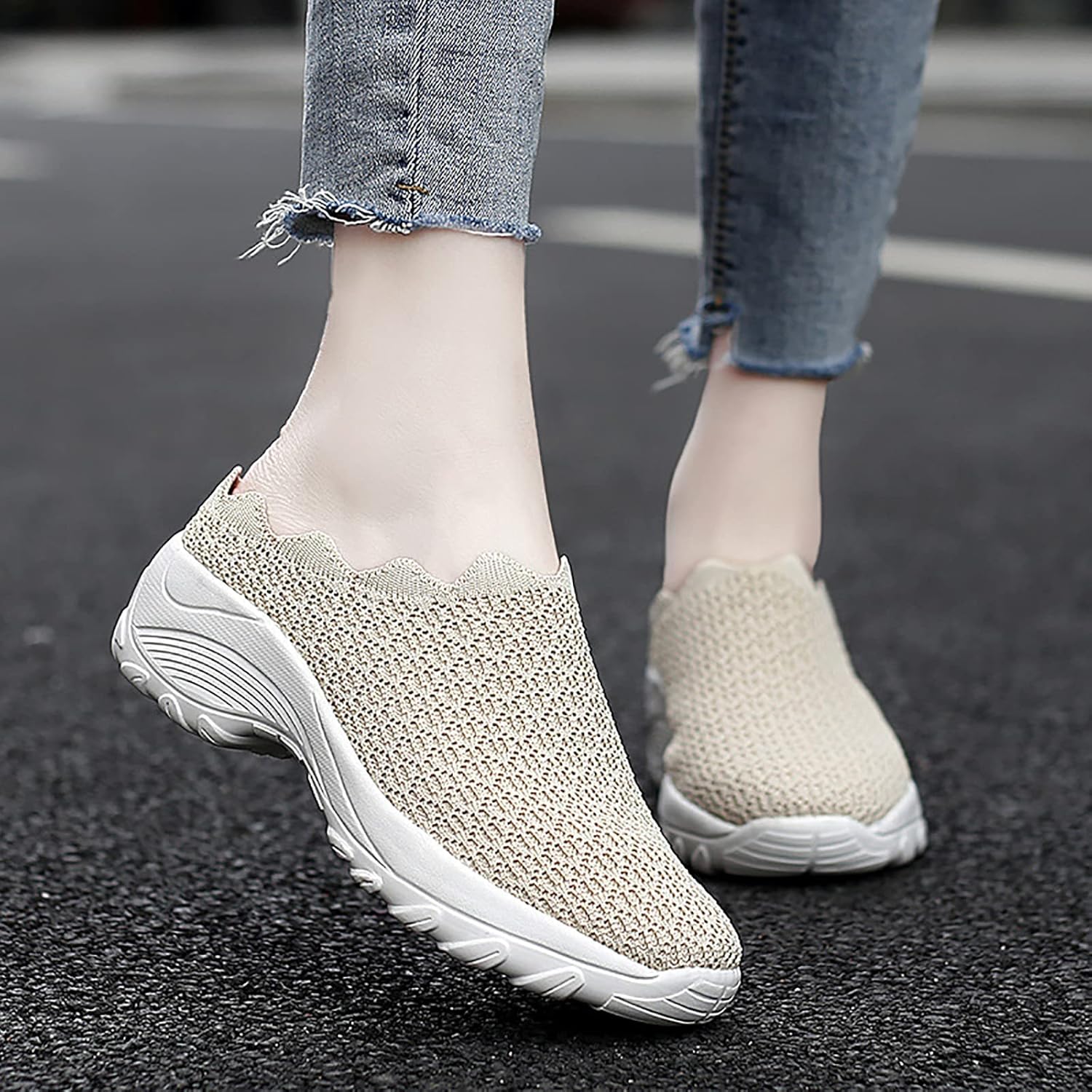 WENOREG Women's Slip on Mesh Mule Loafer Shoes,Fashion Low Wedge Lightweight Breathable Mesh Work Non-Slip Walking Shoes Memory Foam Slippers - Image 3