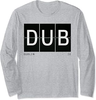 DUB Dublin Ireland Retro Airport Code World Traveler Long Sleeve T-Shirt