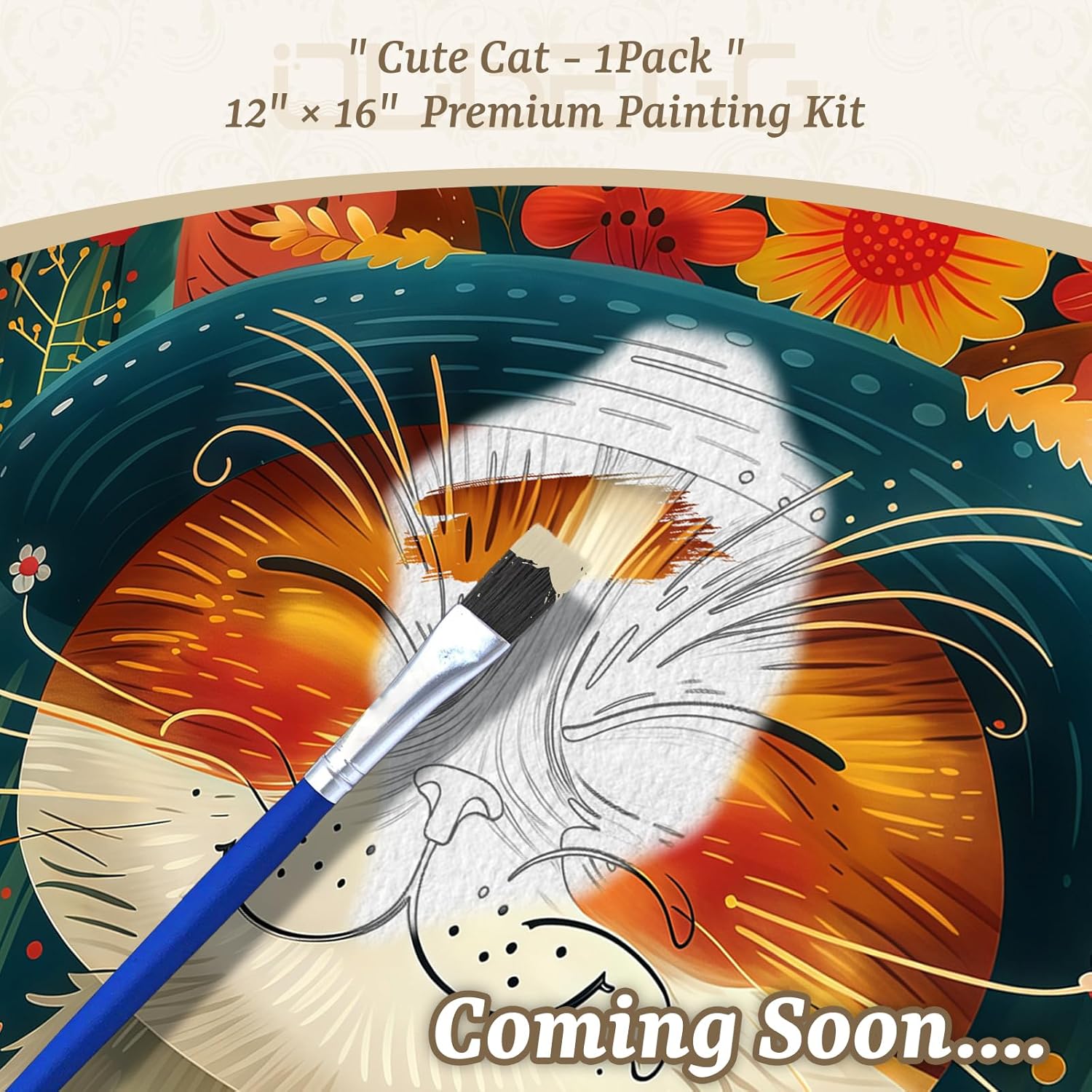 OLDEGG Cat Framed Paint by Numbers Kit for Adults,Complete Adult Paint by Number Kits with All Art Supplies,DIY Paint by Numbers Canvas with Framed Cat Lovers Beginners for Home Decor 12x16inch