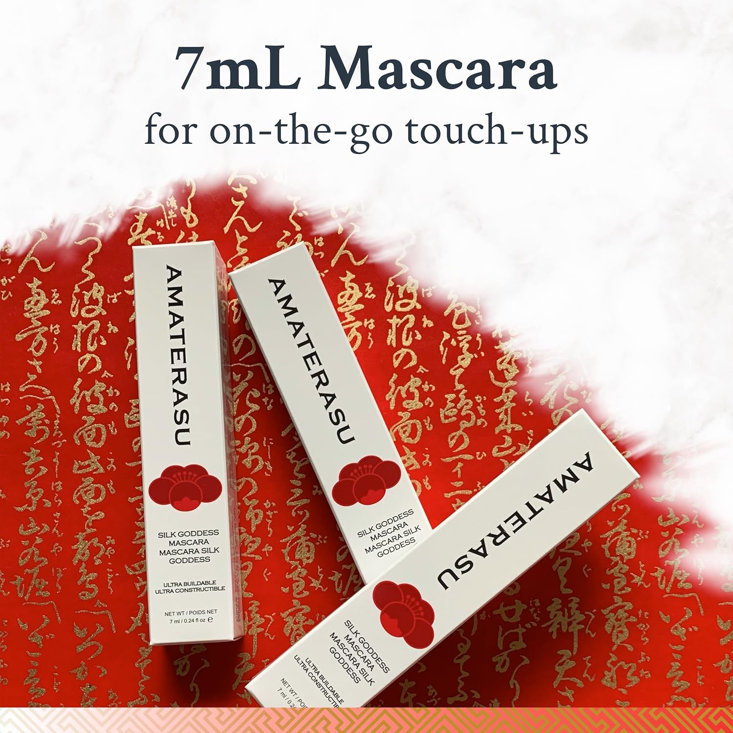 Mascara for 3D Fiber Lashes Effect - Silk Goddess Fiber Mascara with Japanese Silk Powder - Smudge Proof, Light Finish Fiber Lash Mascara for Volume & Length - Warm Water Washable Mascara, Amaterasu