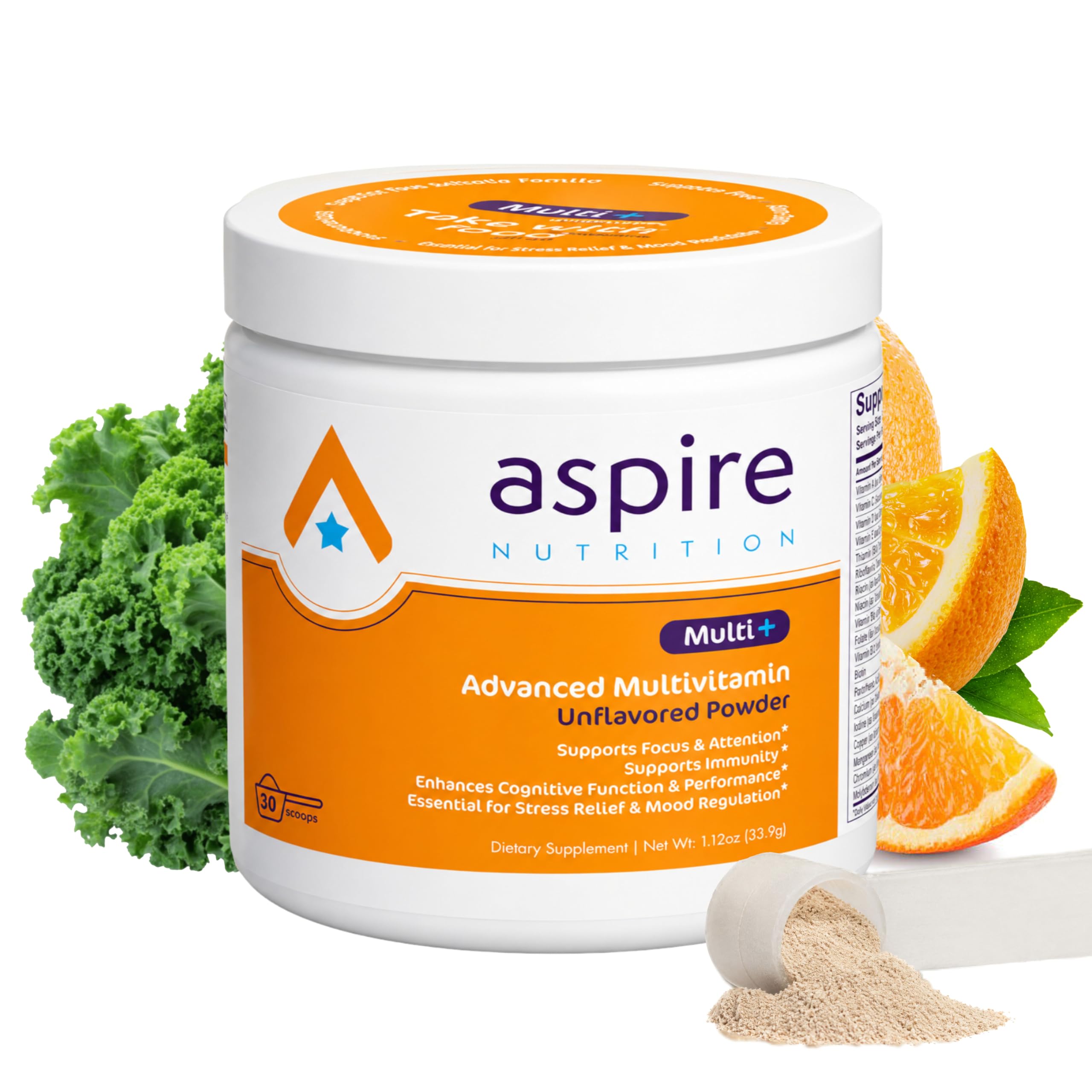 Aspire Multi+TM Multivitamine avancée pour les enfants, les hommes et les femmes (poudre non aromatisée)