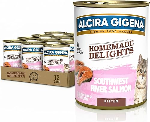 Wet Kitten Food, receta de salmón del río Southwest, alimento enlatado sin granos con alto contenido de proteínas para gatitos, nutrición