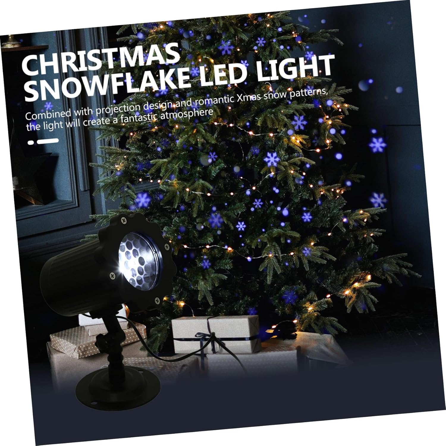 Veemoon 1pc Christmas Snowflake Led Lamp Romantic Dynamic Atmosphere Light for Holiday Decor Design for Use for Parties and Celebrations