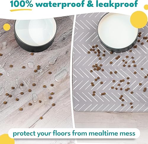 Miniatura 70 de NALALAS Tapete grande para alimentos y agua, tapete de alimentación para gatos Tapete grande impermeable para perros Tapete antideslizante