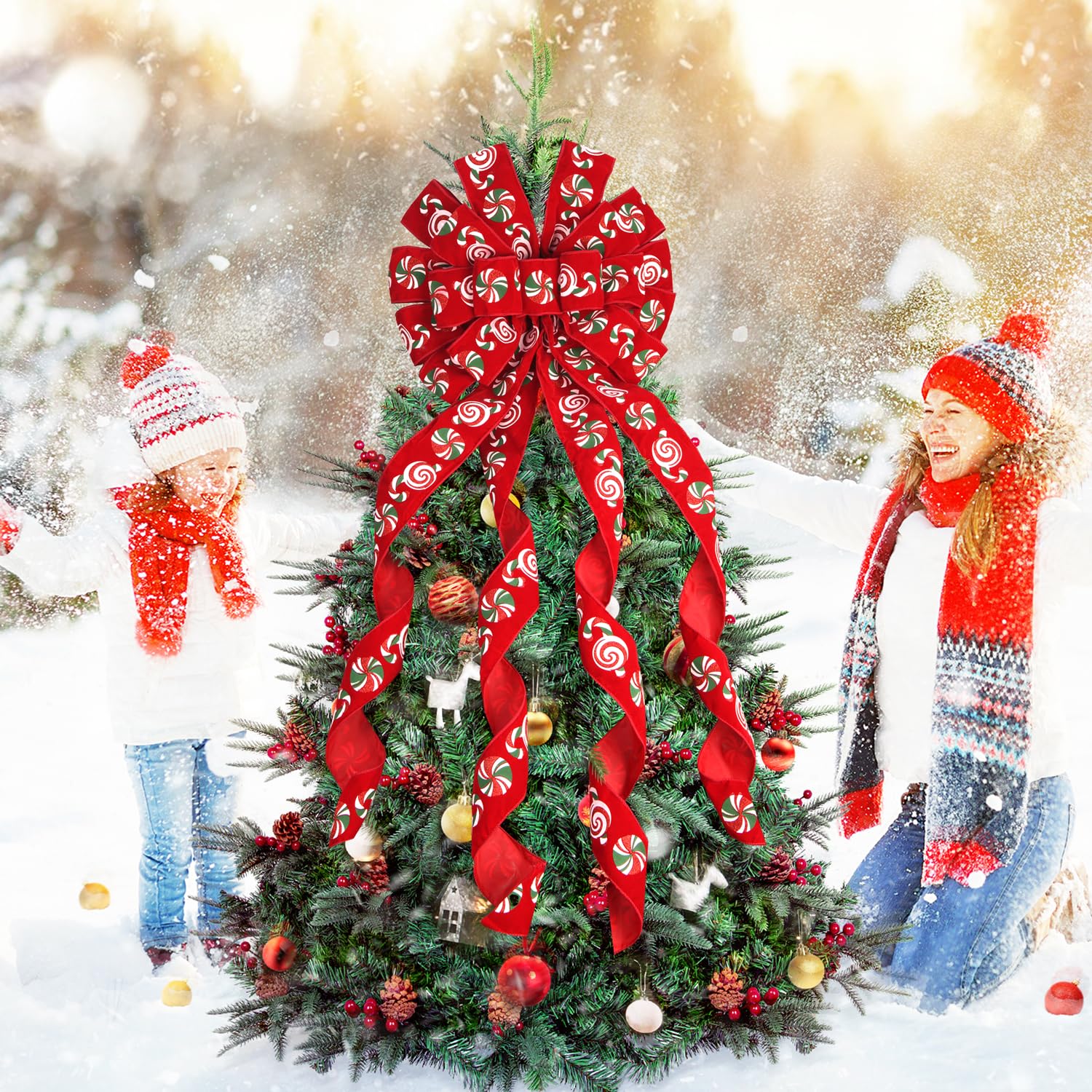 Punta Per Albero Di Natale Glitterata Rossa - Decorazione Per Cima Albero, Stella In Materiale Resistente