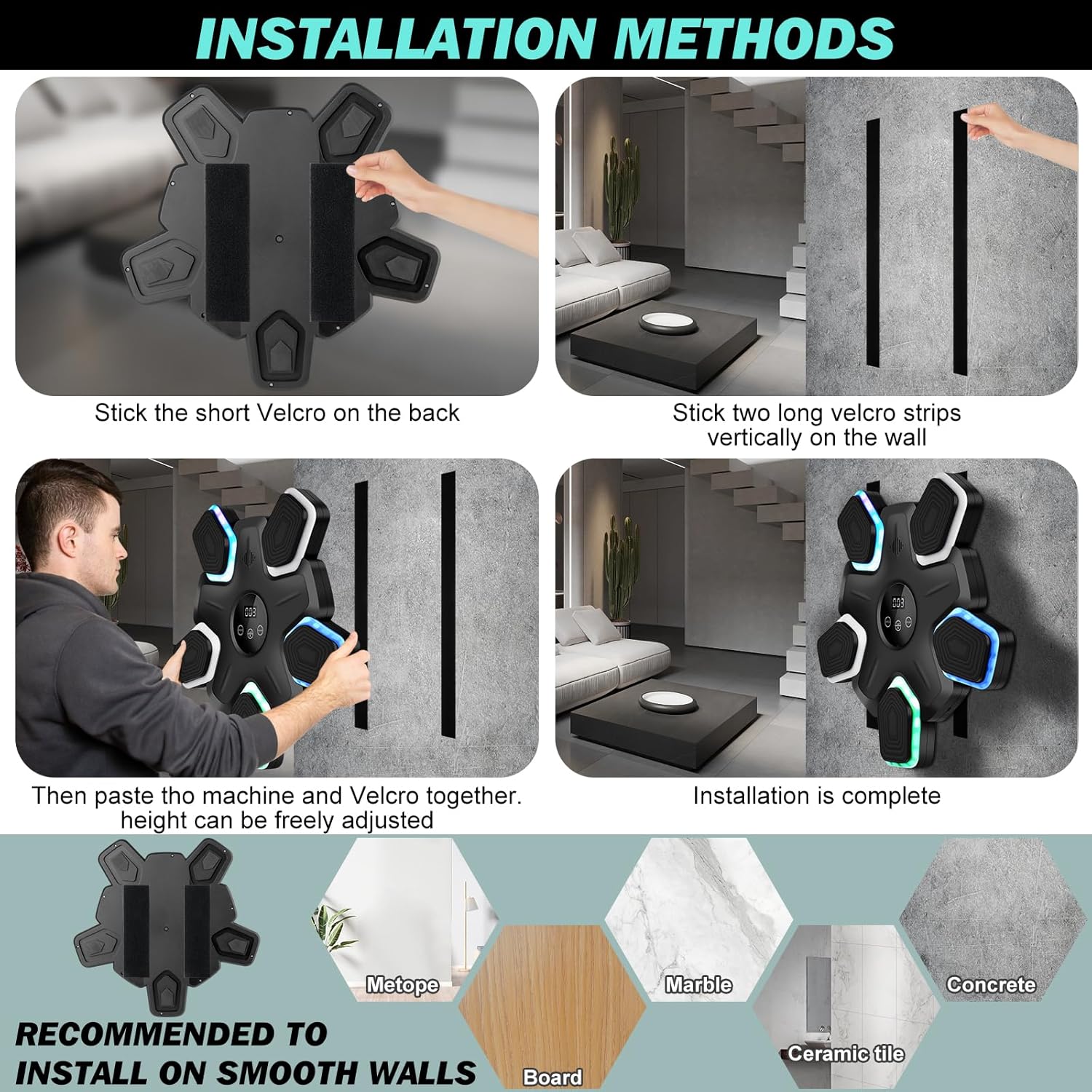 Wall Mounted Music Box Machine - Interactive Maquina de Boxeo Musical Pared | Bluetooth Music Boxing Machine Experience for Home Fitness