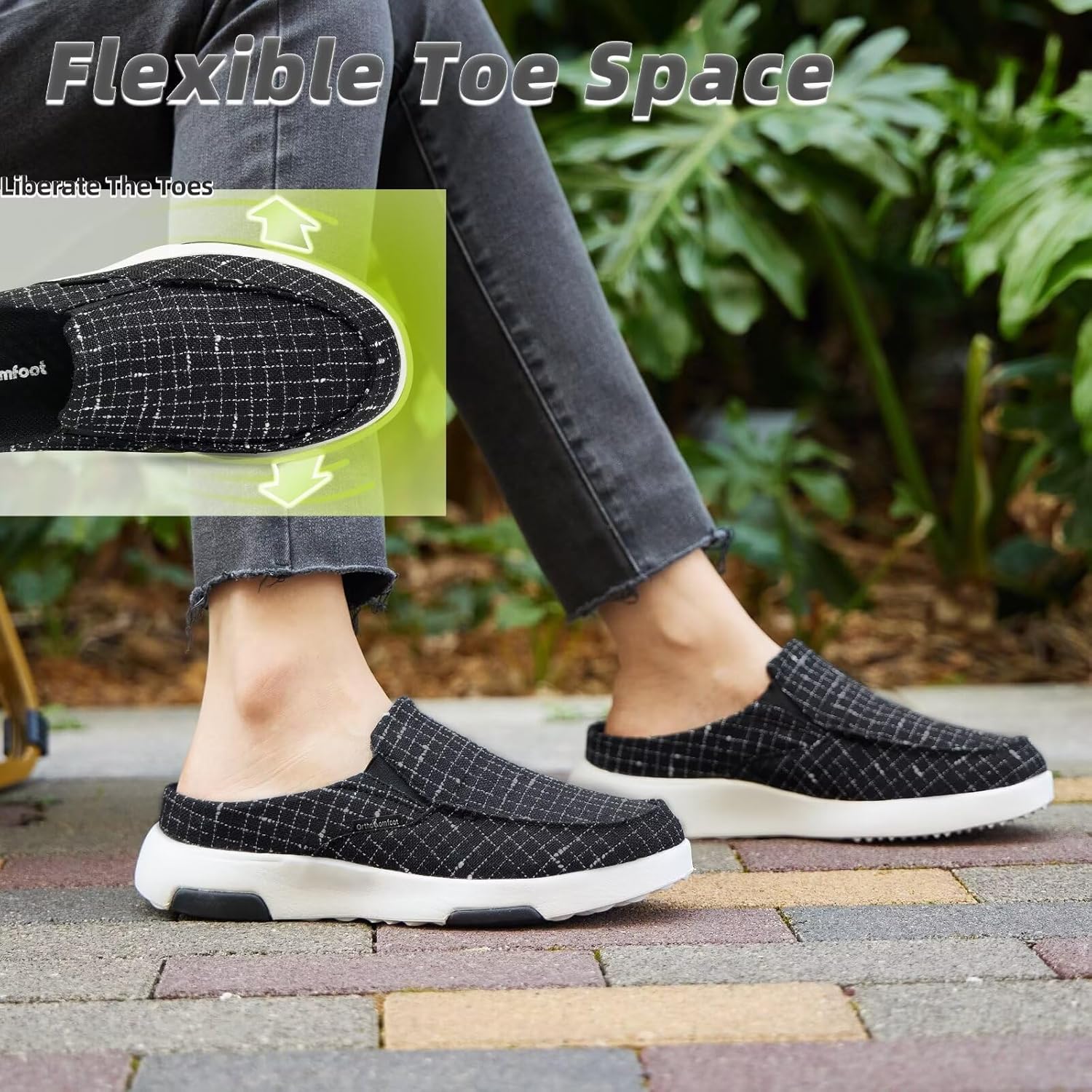 OrthoComfoot Women's Orthopedic Slip-On Loafers Walking Shoes: Comfortable Arch Support Slippers for Plantar Fasciitis, Casual Canvas Orthotic Mule Clogs for Foot Heel Pain Relief - Image 7