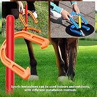 Vista 3 de El juego de herraduras de goma para interiores y exteriores incluye 4 herraduras, 2 clavijas, 2 alfombrillas de goma, 2 tacos de plástico rojo