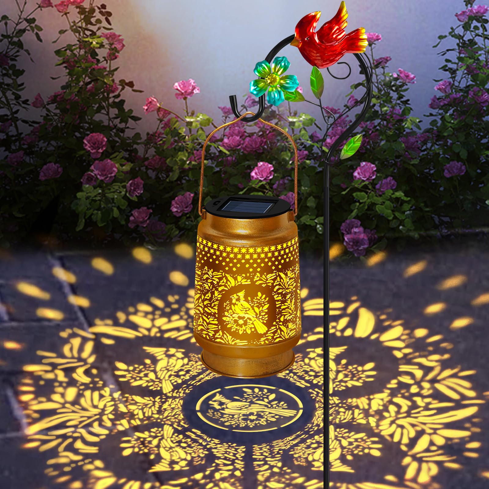 Butterfly Solar Lanterns Outdoor Waterproof,Garden Decor Gifts for Women Mom Grandma,Hanging Solar Lights with Sheep Hook for Yard Patio Pathway Porch