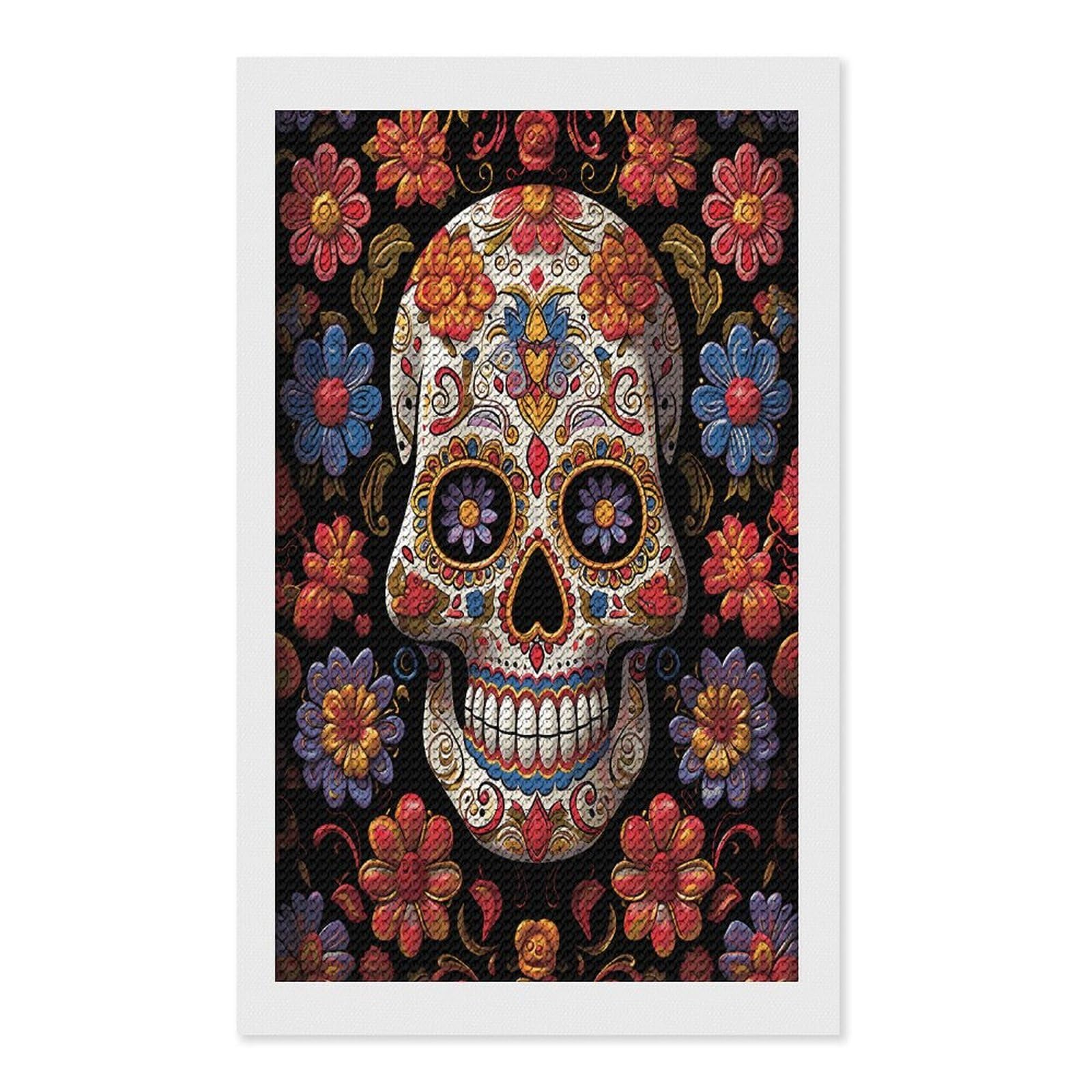 FekiLoot Sugar Skulls Diamond Painting Kits for Beginners DIY Diamond Art Kits for Adults Full Drill Round Diamond Dot Gem Art Painting Fun DIY Crafts for Home Kitchen Wall Decor Gift 12"x20"