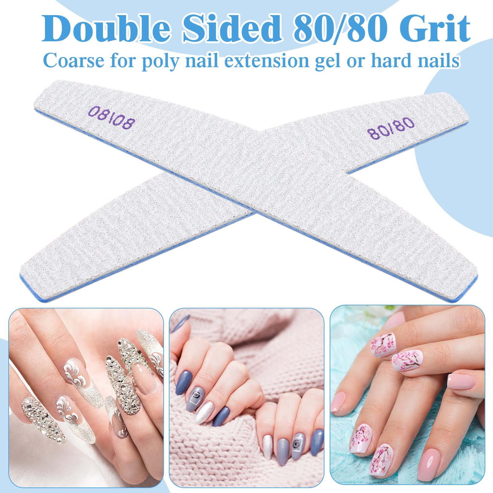 Nagelfeilen, Körnung 100/180, wiederverwendbar, doppelseitig, für Acryl- und Gelnägel, professionelle Fingernagelfeile, Maniküre-Werkzeuge für Feiler, Salon, Pediküre, Schönheit, 200 Stück