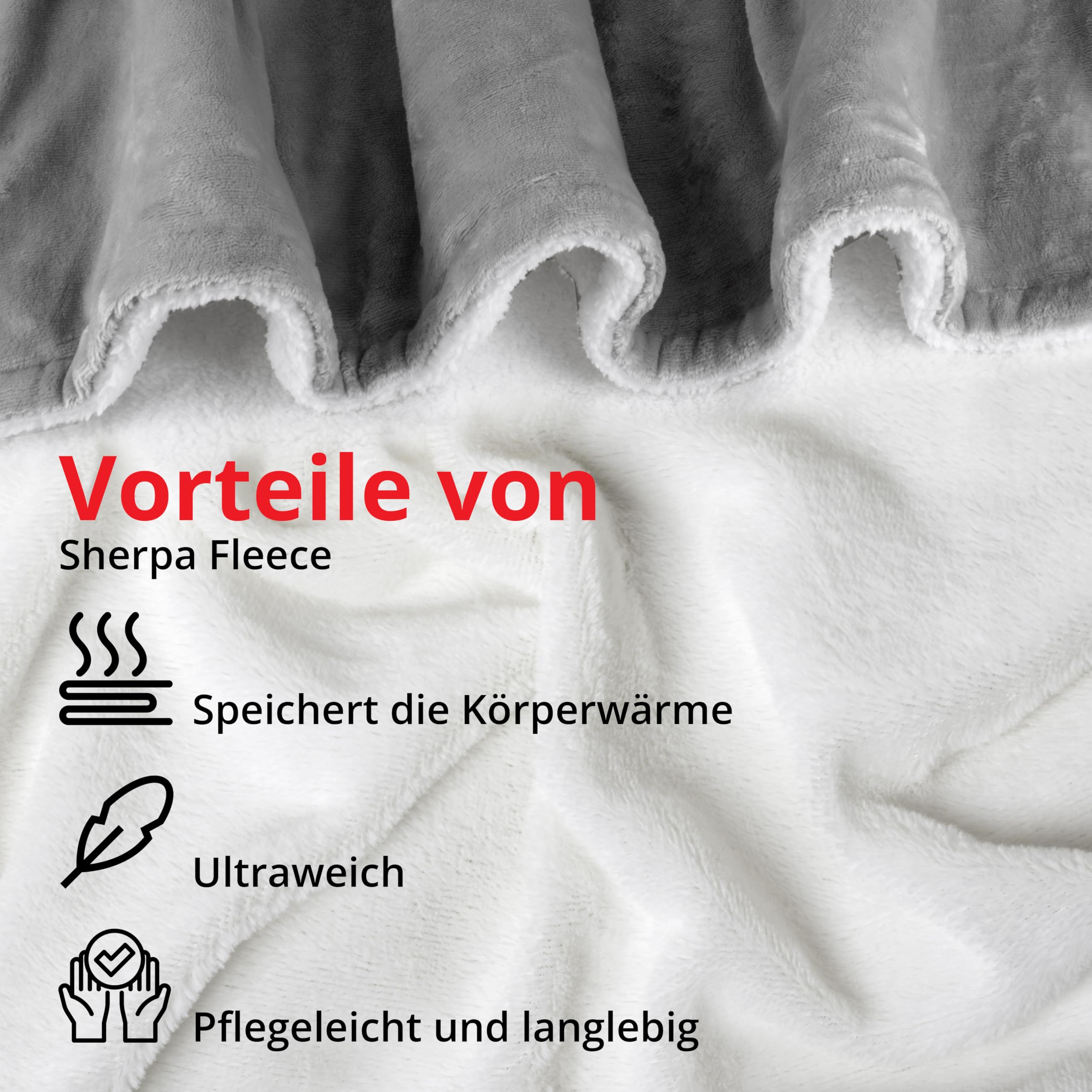 Grafner Heizdecke 200 x 180 cm Sherpa Fleece, elektrische Wärmedecke für 2 Personen, 9 Heizstufen, 200 Watt, Timer 1-9h, Abschaltautomatik, LED Fernbedienung, maschinenwaschbar, große Kuscheldecke