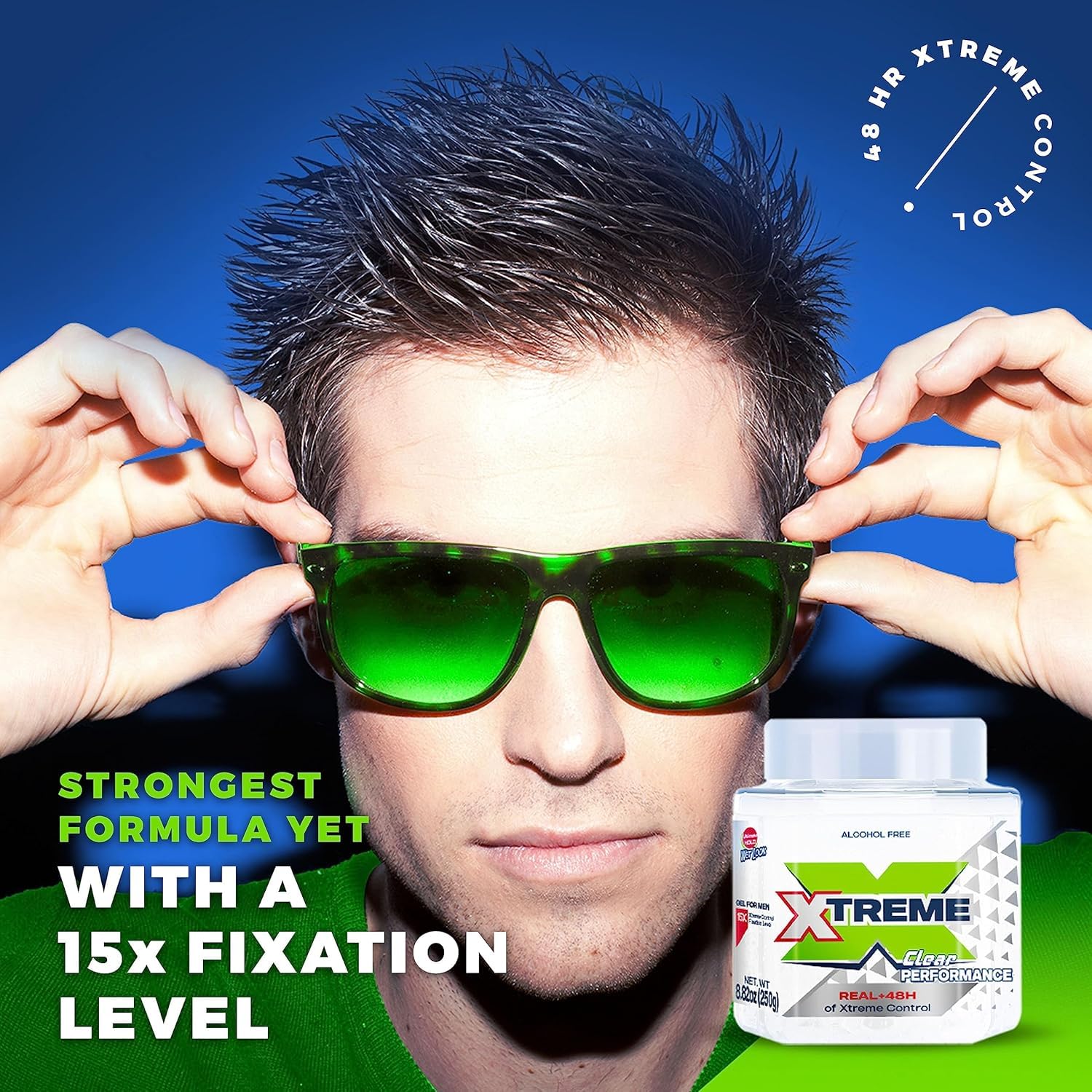 Xtreme Clear Performance Styling Hair Gel for Men, Alcohol-Free, 48-Hour Xtreme Control With Aloe Vera, 8.82 Oz Jar (Pack of 3)