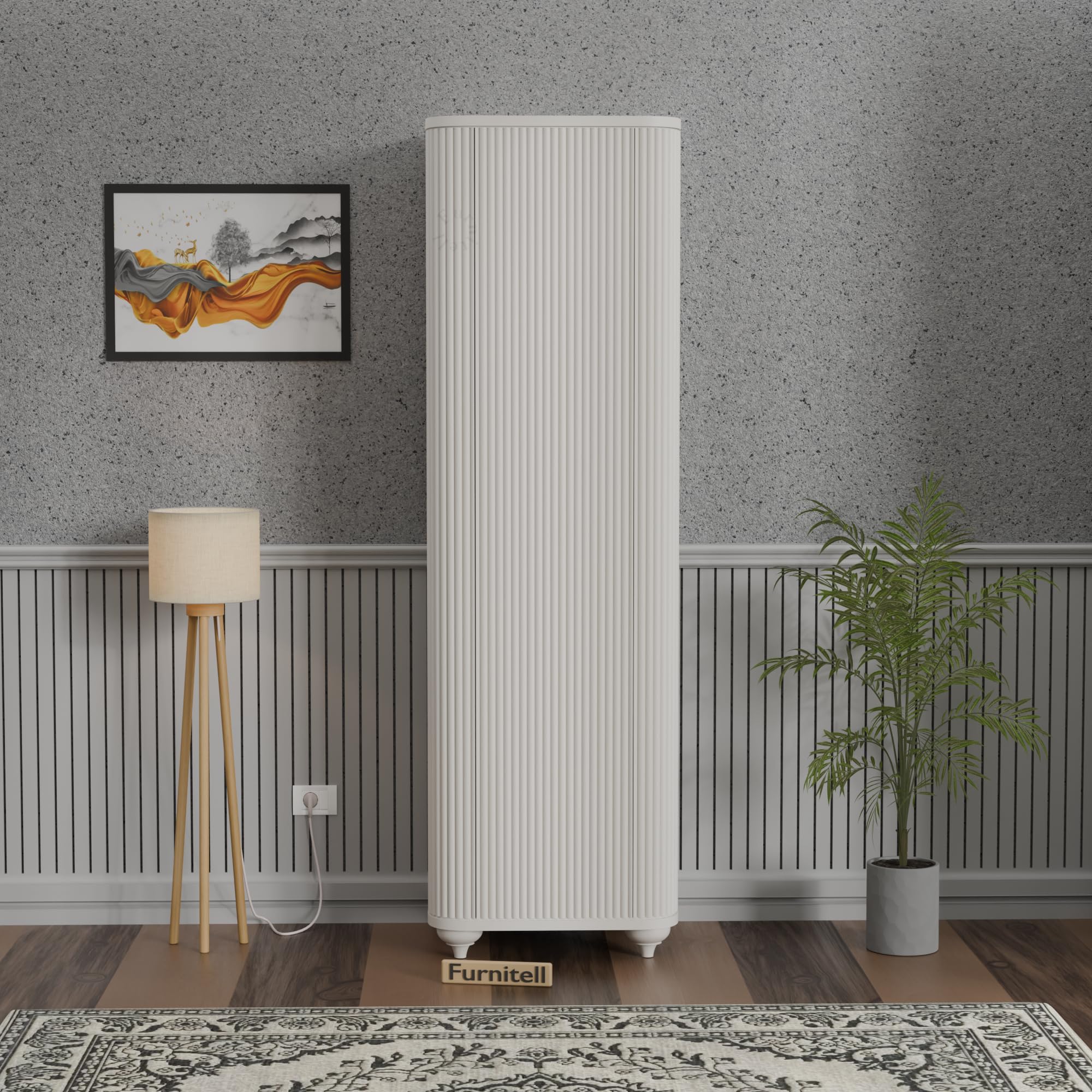 Premium HDHMR Wood 72 Inch 1 Door Wardrobe with Hanging Rod & Storage Shelves, Fluted Push-to-Open Storage Cabinet, Organizer Cupboard for Living Room, Bedroom & Hallway, White Finish-image-29