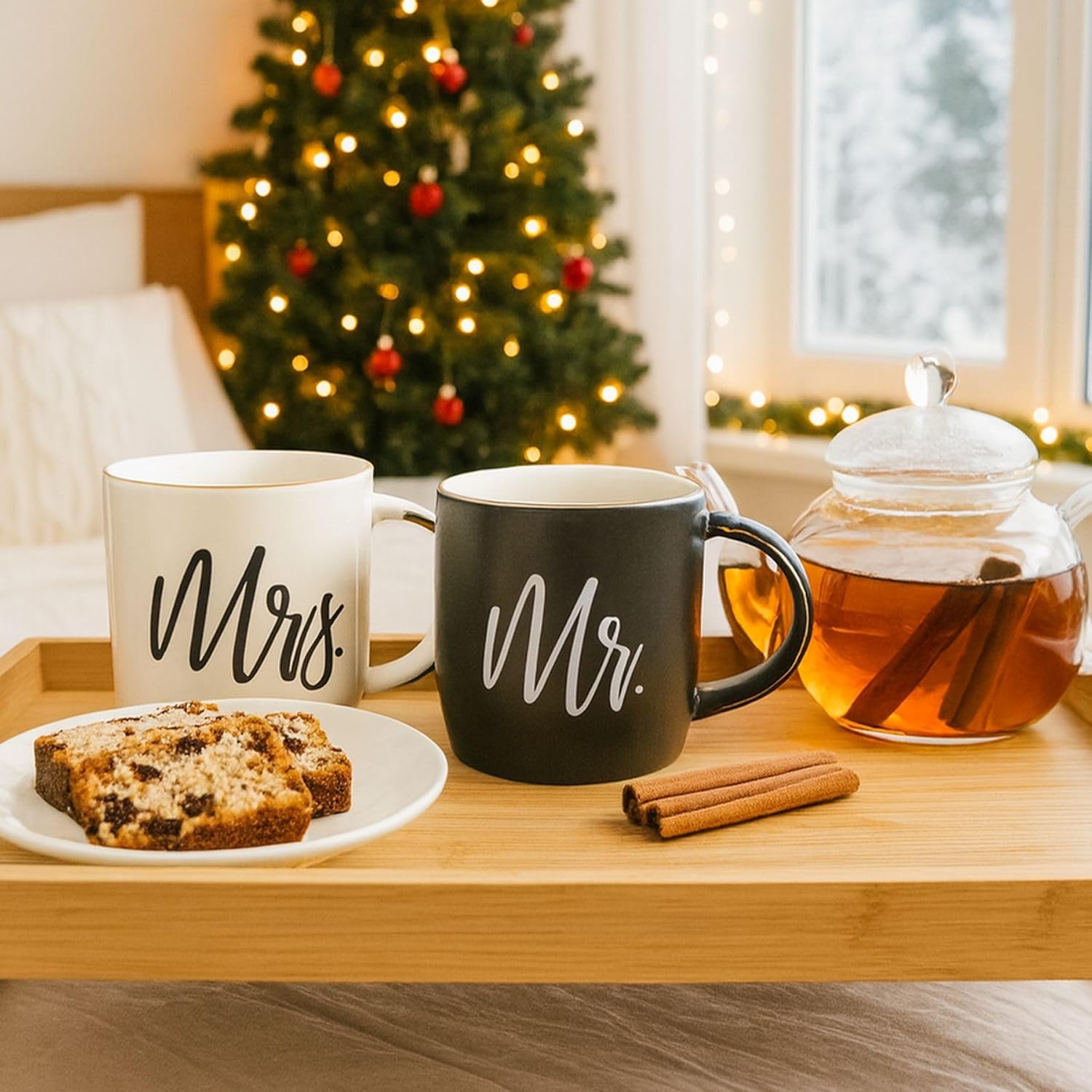 Triple Gifffted Mr and Mrs Coffee Mugs Couples Gifts Ideas for Christmas Wedding Anniversary Engagement Valentines,his Hers Present Husband Wife Him Her Men Women Bride Groom Newlyweds, Ceramic 380ml - Image 6