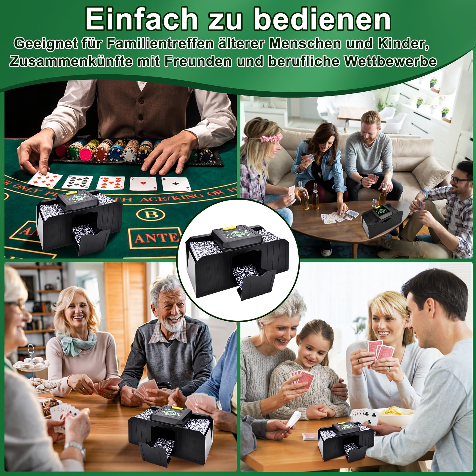 Elektrische Kartenmischmaschine - Wellensensor & Auto Shuffle Für Poker & UNO