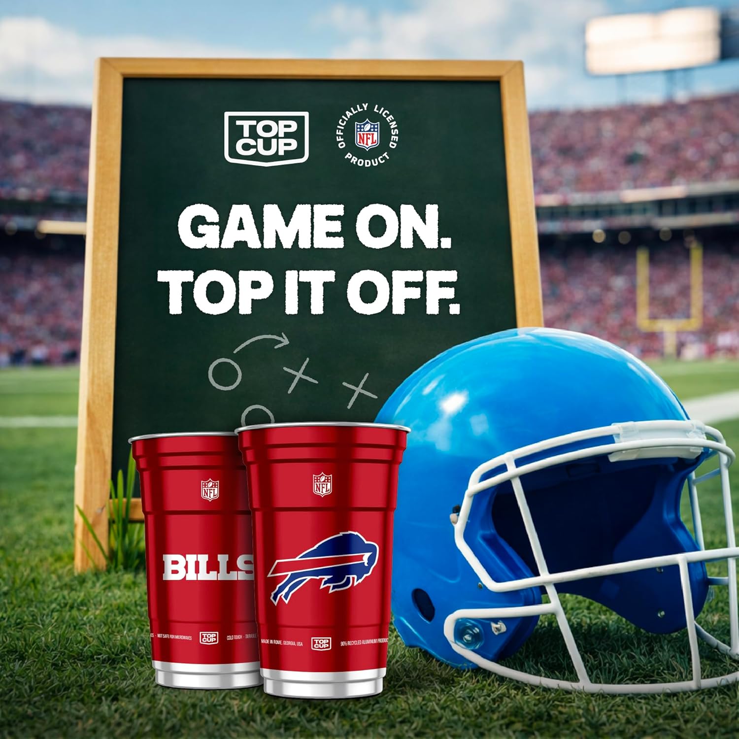 Top Cup NFL Buffalo Bills 20 oz Reusable Aluminum Cups 20 Count | Officially Licensed, Durable, Reusable & Recyclable, Made in USA - Image 3