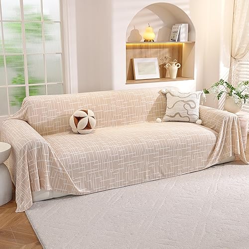 Miniatura 20 de Fundas de sofá para perros, 78x118 pulgadas, fundas lavables para sofá de 3 cojines, funda de sofá en forma de L, multiusos, fundas de sofá Blanco