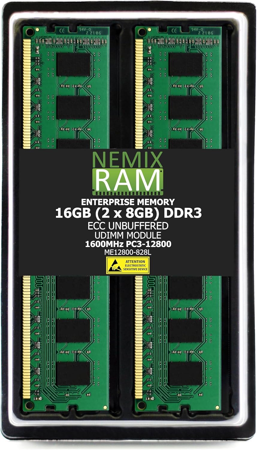 NEMIX RAM 32GB (4X8GB) DDR3 1600MHZ PC3-12800 2Rx8 1.35V 240-PIN ECC UDIMM Unbuffered Memory KIT