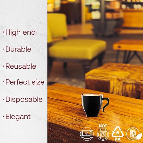 Miniatura 2 de Tazas de espresso, juego de 240 piezas, tazas de plástico de 2 onzas, elegantes tazas de café desechables, acabado negro brillante, tazas de café