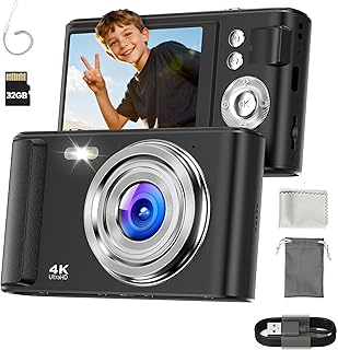 Appareil Photo Numérique Compact: 16X Zoom 48MP Digital Camera - Appareils Numérique Enfant 1080P Camera Vlog - Appareil Photo Numérique Ado avec 32Go Carte pour Adolescents Débutants Noir