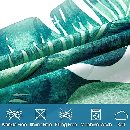 Miniatura 4 de BYSURE Juego de sábanas Queen de 6 piezas (verde Monstera Deliciosa), sábanas con patrón botánico de núcleo de cabaña, decoración de ropa de cama de