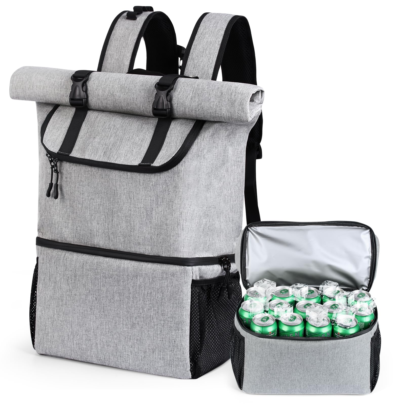DEWUR Thermo Sac Dos 35L Grand Isotherme 2 en 1 Imperméable Pique-Nique Plein Air Plage, Barbecue, Camping, Voyage, Famille