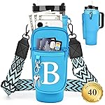 LOKASS Personalized Water Bottle Holder with Strap for Stanley Cup Accessories 40 oz Tumbler, Initial Water Bottle Carrier Bag W/Phone Pocket, for Women,Ideal for Thanksgiving/Christmas/New Year