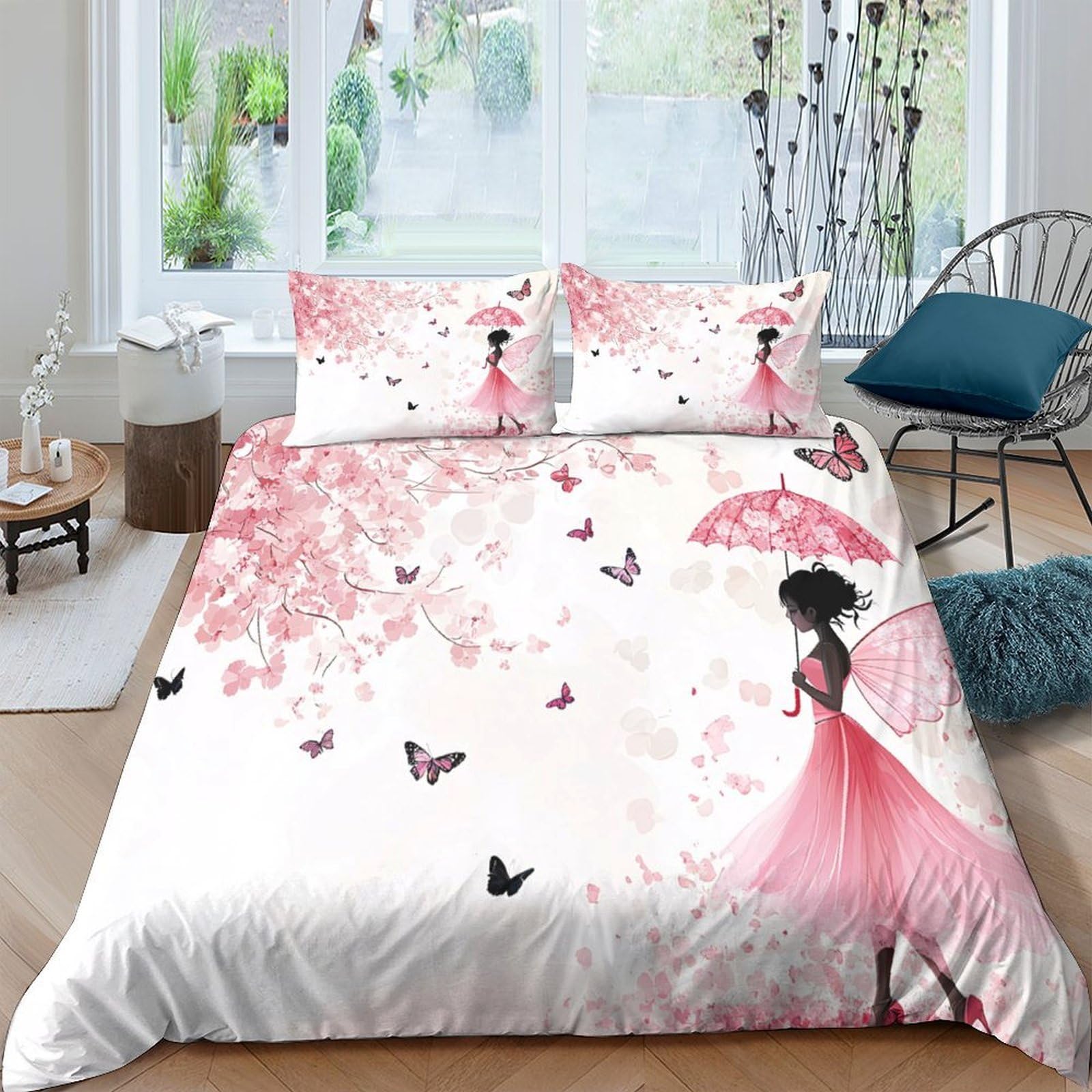 Linge de lit fleurs de cerisier pour chambre étudiant et studio célibataire