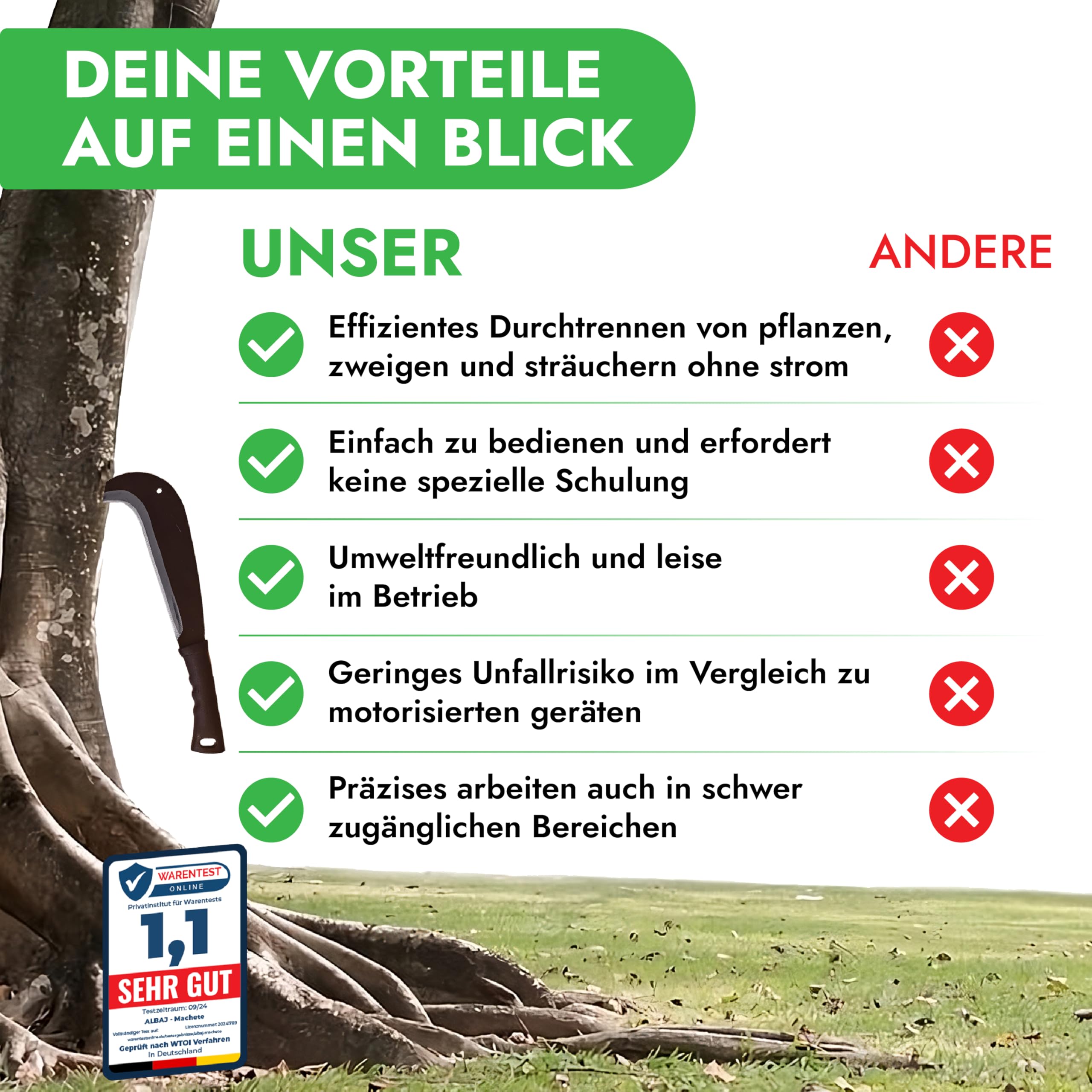 Schweizer Gertel - traditionelle scharfe Machete - nachhaltige Sichel 34cm- inklusive gratis Schleifstein – umweltfreundliche Handsichel