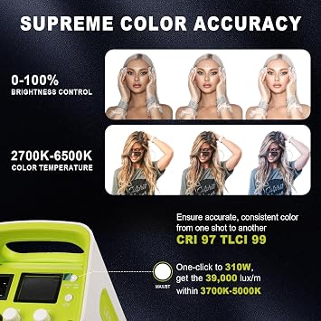 Bi-Color LED Video Light Continuous Output Lighting 310W Max 2700-6500K, with 90cm/35.4 Dome Softbox, Video Streaming Filming Photography