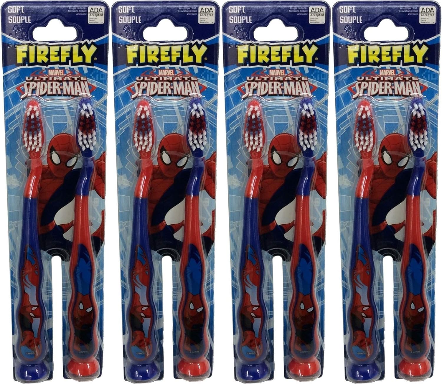 Firefly Soft Toothbrushes for Kids, Ultimate Spiderman, 2 Count (Pack